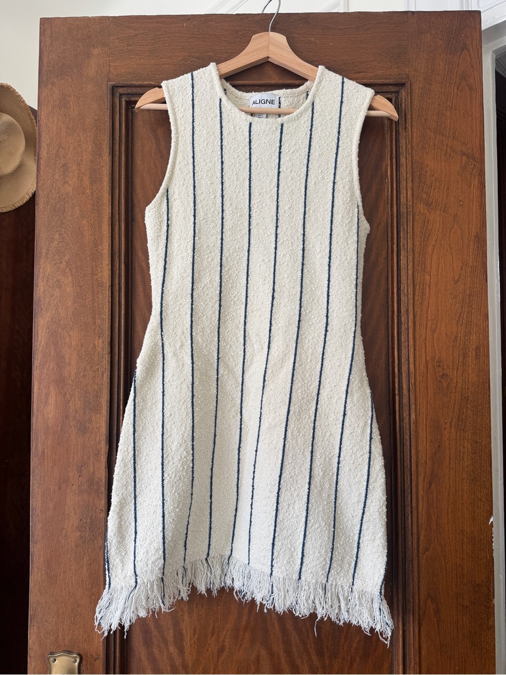 ALIGNE Cream Mini Dress with Navy Stripes